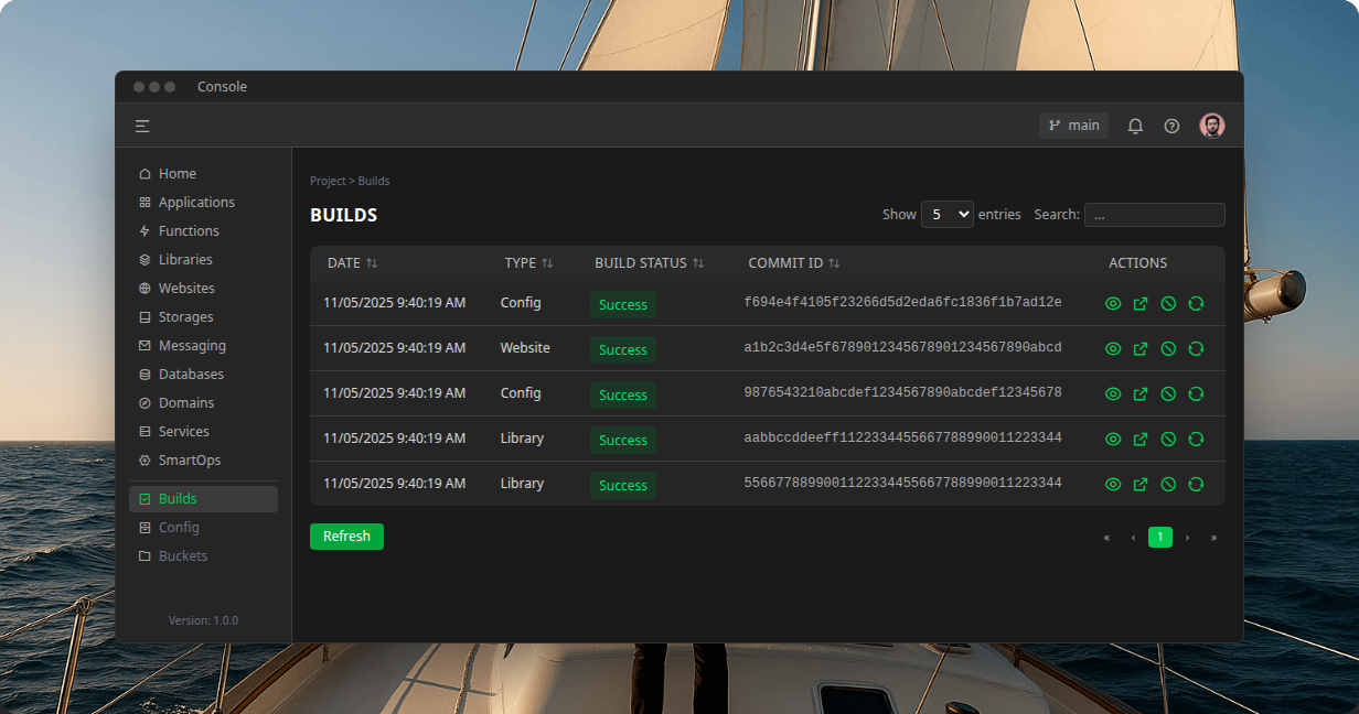 Ship desktop interface